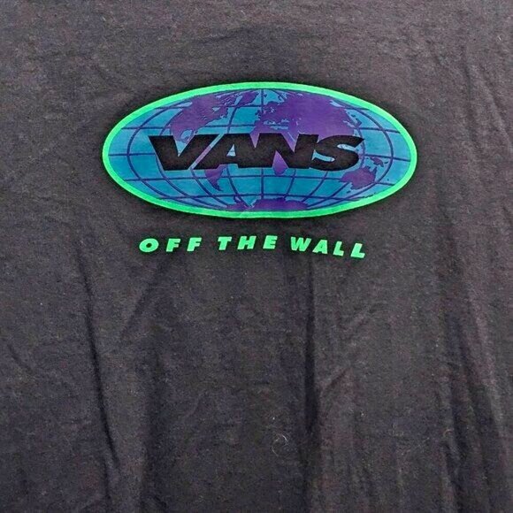 Two Van's Tee Shirts Black Gray Medium & Large Van's Off the Walls & Logo - Picture 14 of 15